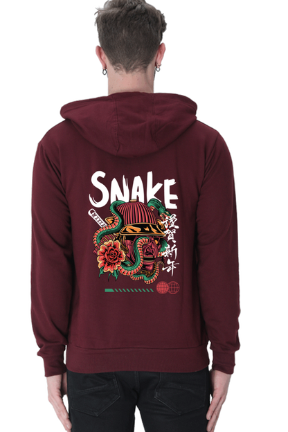 MEN || HOODIE SWEATSHIRT || STREETWEAR || JAPANESE ART || AESTHETIC || SNAKE || SAMURAI || VINTAGE || JAPANESE CULTURE || WINTER WEAR || BACK DESIGN