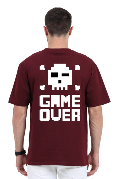 MEN || ROUND NECK OVERSIZED CLASSIC T-SHIRT || GAMING || RETRO || NINTENDO || VIDEO GAME || GAMER STYLE || GAME OVER || BACK DESIGN