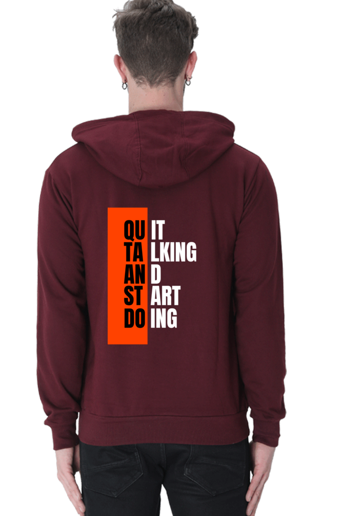 MEN || HOODIE SWEATSHIRT || MOTIVATIONAL QUOTES || QUIT TALKING AND START DOING || BACK DESIGN