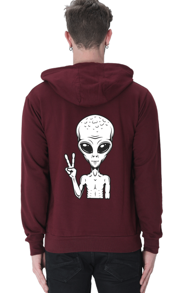 MEN || HOODIE SWEATSHIRT || CHARACTER PORTRAIT HOODIE || ALIEN PEACE SIGN