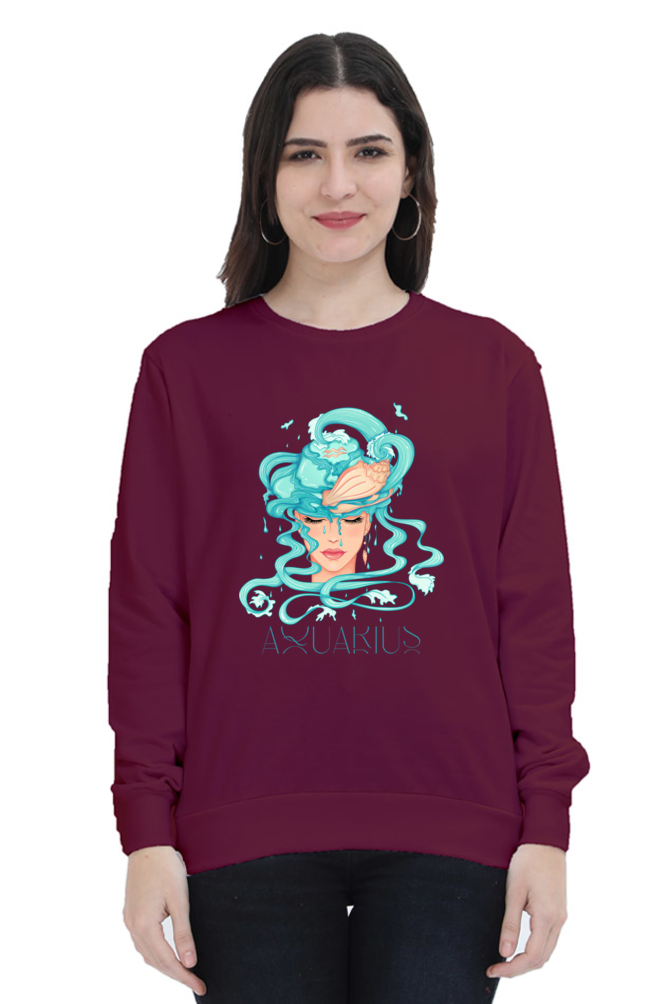 WOMEN || SWEATSHIRT || ZODIAC SIGN || ASTROLOGY || AQUARIUS || CONFIDENCE || WATER || PSYCHEDELIC ART || BIRTHDAY || GIFT FOR HER