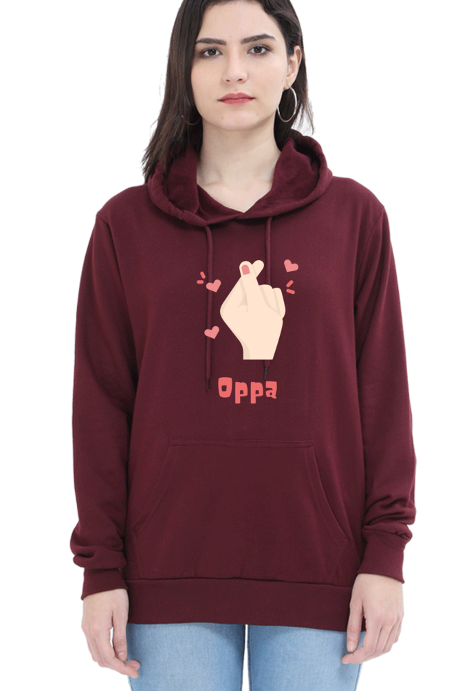 WOMEN || HOODIE SWEATSHIRT || K DRAMA OPPA FINGER HEART SARANGHAE