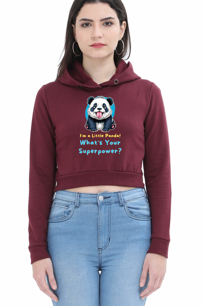 WOMEN || CROP HOODIE || CUTE PANDA || FUNNY QUOTES || PANDA BEAR || VECTOT ART || ANIMAL PRINT || ANIME || FASHION || LITTLE PANDA || GIFT FOR HER || WINTER WEAR