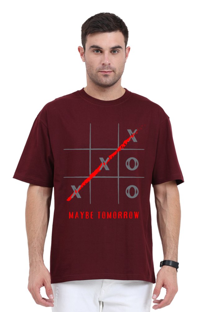 MEN || ROUND NECK OVERSIZED CLASSIC T-SHIRT || MOTIVATIONAL QUOTES || STREETWEAR || TIC TAC TOE || GAME || PROCRASTINATION || HUMOR || WITTY || POSITIVE MESSAGE