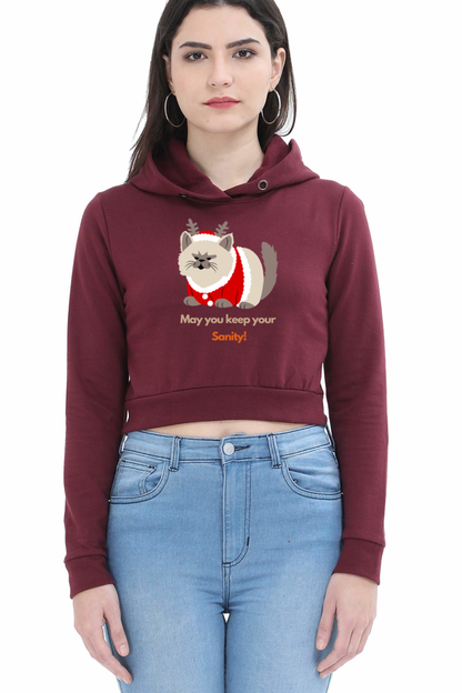 WOMEN || CROP HOODIE || STREETWEAR || MERRY CHRISTMAS || CAT || ANIME || ANIMAL PRINT || CAT LOVER || CUTE CAT || KITTEN || FUNNY || ANIMAL LOVER || CAT MEME || HOLIDAY FASHION || CHRISTMAS GIFTS || WINTER WEAR