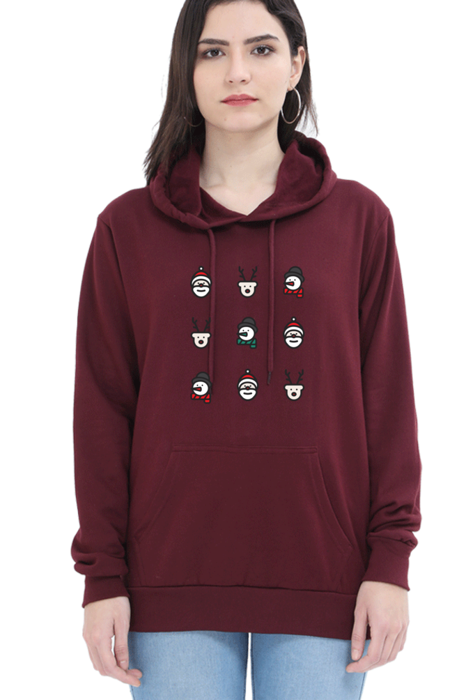 WOMEN || HOODIE SWEATSHIRT || MERRY CHRISTMAS || CHRISTMAS ICON || STREETWEAR || SANTA CLAUS || REINDEER || SNOWMAN || HOLIDAY FASHION || MINIMALIST || CHRISTMAS GIFTS || WINTER WEAR