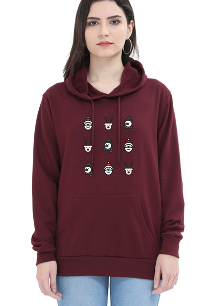 WOMEN || HOODIE SWEATSHIRT || MERRY CHRISTMAS || CHRISTMAS ICON || STREETWEAR || SANTA CLAUS || REINDEER || SNOWMAN || HOLIDAY FASHION || MINIMALIST || CHRISTMAS GIFTS || WINTER WEAR