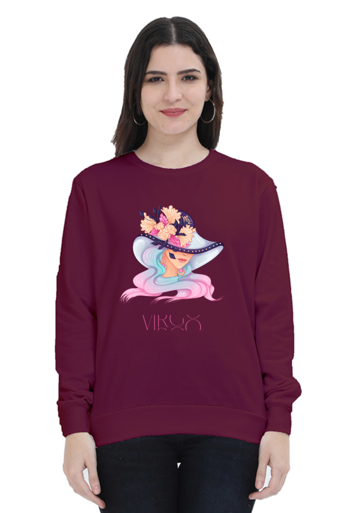 WOMEN || SWEATSHIRT || ZODIAC SIGN || ASTROLOGY || VIRGO || FLORAL PRINT || VECTOR ART || COSMIC || BIRTHDAY || GIFTS FOR HER