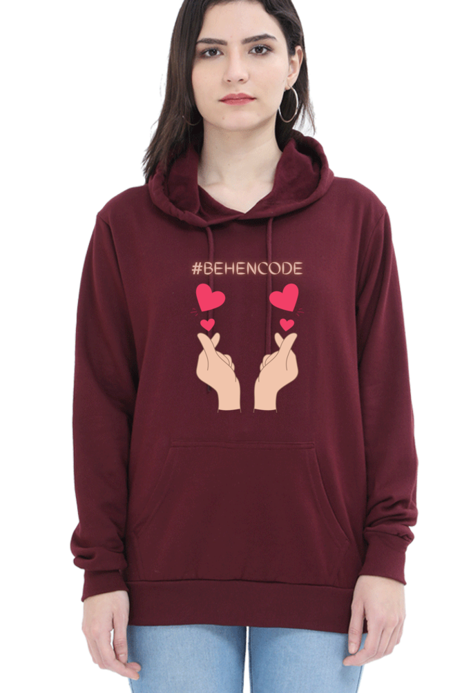 WOMEN || HOODIE SWEATSHIRT || HEART SYMBOL || SISTERHOOD || FRIENDSHIP || HAND GESTURE || FINGER HEART || SISTER LOVE || BEHENCODE || TRENDY WOMEN’S FASHION