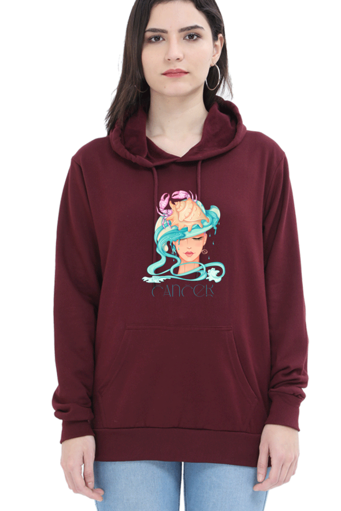 WOMEN || HOODIE SWEATSHIRT || ZODIAC SIGN || ASTROLOGY || CANCER || CRAB DESIGN || PSYCHEDELIC ART || BIRTHDAY || GIFTS FOR HER