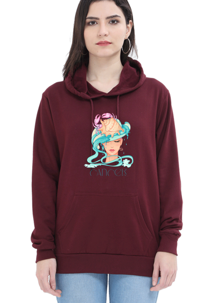 WOMEN || HOODIE SWEATSHIRT || ZODIAC SIGN || ASTROLOGY || CANCER || CRAB DESIGN || PSYCHEDELIC ART || BIRTHDAY || GIFTS FOR HER