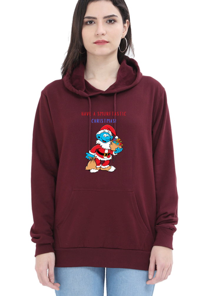 WOMEN || HOODIE SWEATSHIRT ||  FUNNY QUOTES || MERRY CHRISTMAS || SMURFS || SANTA CLAUS || CARTOON CHARACTER || SMURF SANTA || HOLIDAY FASHION || CHRISTMAS GIFTS || WINTER WEAR