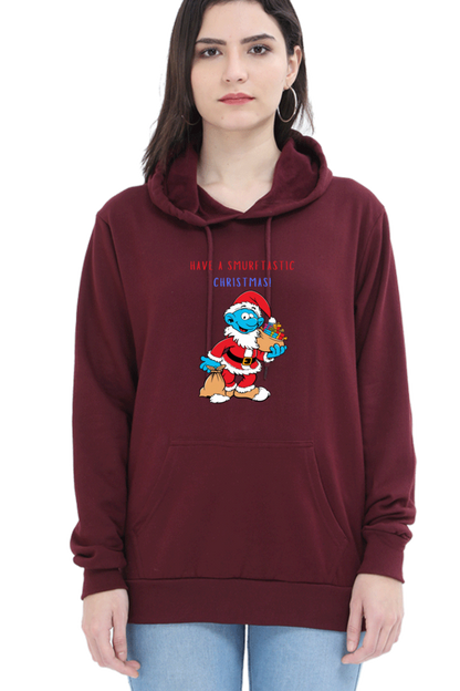 WOMEN || HOODIE SWEATSHIRT ||  FUNNY QUOTES || MERRY CHRISTMAS || SMURFS || SANTA CLAUS || CARTOON CHARACTER || SMURF SANTA || HOLIDAY FASHION || CHRISTMAS GIFTS || WINTER WEAR