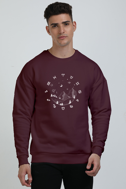 MEN || OVERSIZED SWEATSHIRT || SPACE GRAPHIC || STARS AND PLANETS || COSMIC DESIGN || ZODIAC SIGNS || MOUNTAIN || ASTROLOGY