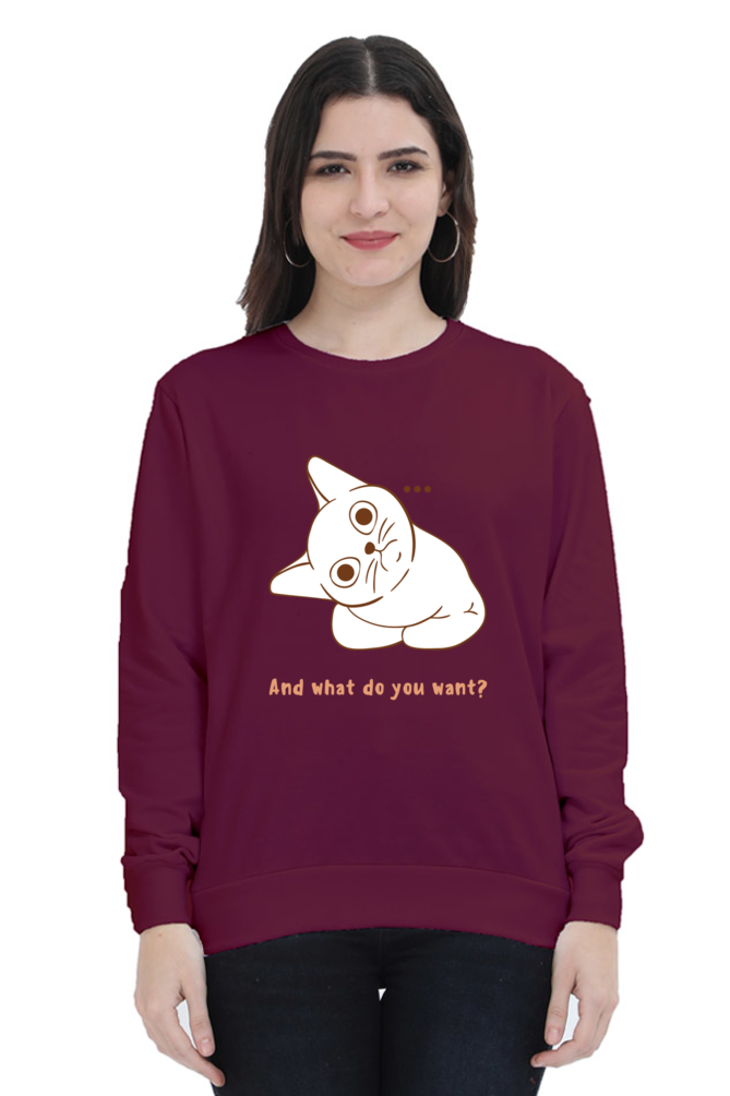 WOMEN || SWEATSHIRT || CAT || ANIME || ANIMAL PRINT || CAT LOVER || CUTE CAT || KITTEN || FUNNY || ANIMAL LOVER || CAT MEME || GRAPHIC DESIGN || GIFT FOR HER || WINTER WEAR