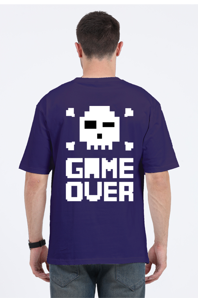 MEN || ROUND NECK OVERSIZED CLASSIC T-SHIRT || GAMING || RETRO || NINTENDO || VIDEO GAME || GAMER STYLE || GAME OVER || BACK DESIGN