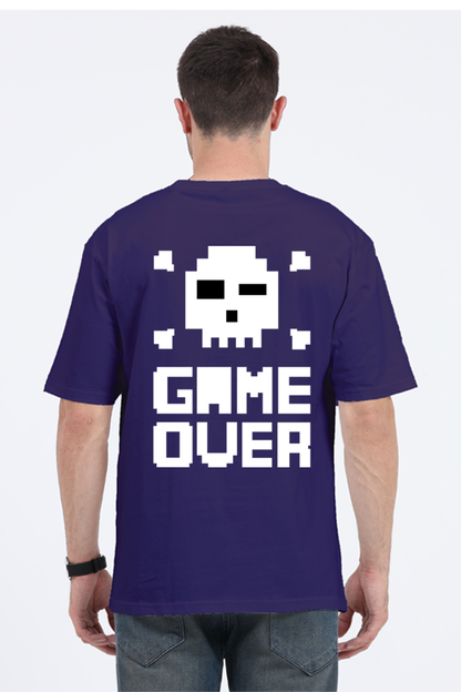 MEN || ROUND NECK OVERSIZED CLASSIC T-SHIRT || GAMING || RETRO || NINTENDO || VIDEO GAME || GAMER STYLE || GAME OVER || BACK DESIGN