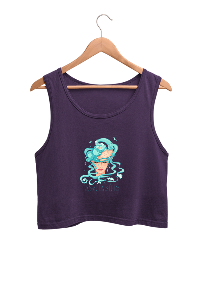 WOMEN || CROP TANK TOP || ZODIAC SIGN || ASTROLOGY || AQUARIUS || CONFIDENCE || WATER || PSYCHEDELIC ART || BIRTHDAY || GIFT FOR HER