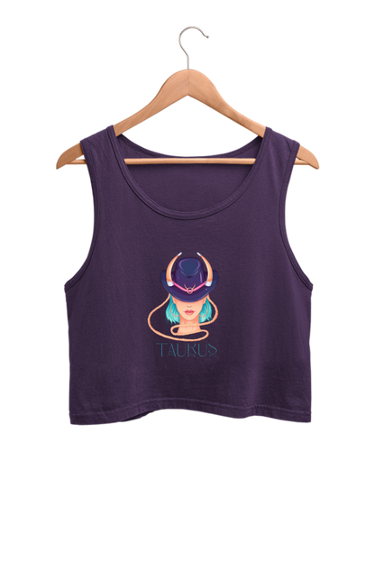 WOMEN || CROP TANK TOP || ZODIAC SIGN || ASTROLOGY || TAURUS || HORNS || BIRTHDAY || GIFTS FOR HER