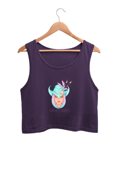 WOMEN || CROP TANK TOP || ZODIAC SIGN || ASTROLOGY || SAGITTARIUS || FREEDOM || COWBOY HAT || COWGIRL || BIRTHDAY || GIFT FOR HER