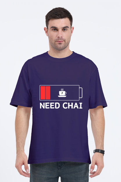 MEN || ROUND NECK OVERSIZED CLASSIC T-SHIRT || STREETWEAR || TEA LOVER || TEA ADDICT || NEED CHAI || INDIAN TEA