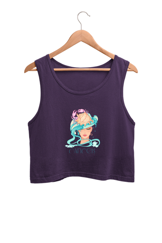 WOMEN || CROP TANK TOP || ZODIAC SIGN || ASTROLOGY || CANCER || CRAB DESIGN || PSYCHEDELIC ART || BIRTHDAY || GIFTS FOR HER