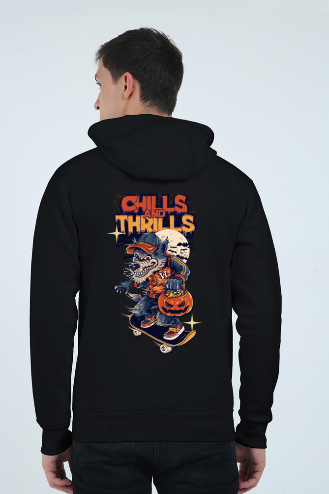 MEN || ZIP HOODIE || STREETWEAR || TRENDY || SPOOKY || MONSTER || WEREWOLF || SKATEBOARD || PUMPKIN || HALLOWEEN || WINTER WEAR || BACK DESIGN