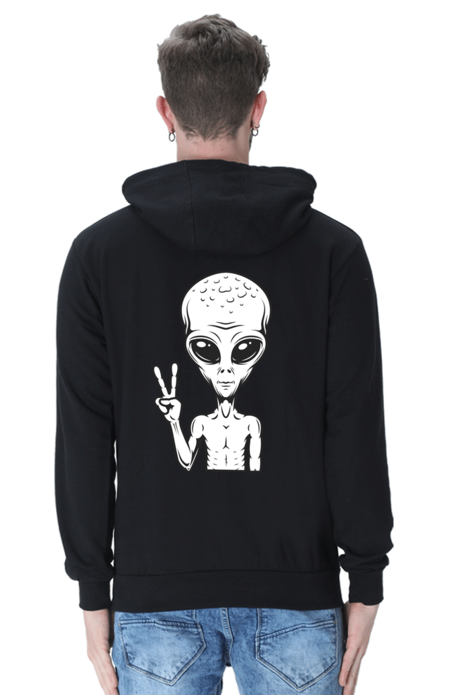 MEN || HOODIE SWEATSHIRT || CHARACTER PORTRAIT HOODIE || ALIEN PEACE SIGN