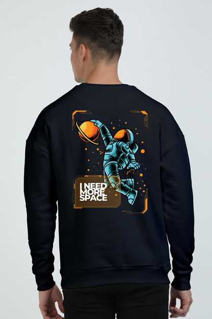 MEN || OVERSIZED SWEATSHIRT || SPACE GRAPHIC || CUTE ASTRONAUT || MINIMALIST || STARS || PLANETS || SPACE || I NEED SPACE || WINTER WEAR || BACK DESIGN