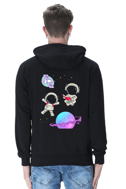 MEN || HOODIE SWEATSHIRT || SPACE GRAPHIC || CUTE ASTRONAUT || STARS AND PLANETS || COSMIC DESIGN || WINTER WEAR || BACK DESIGN