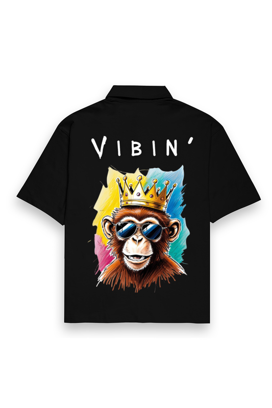 MEN || OVERSIZED SHIRT || STREETWEAR || STREET ART || POSITIVE VIBES || BLACK COLOUR || MONKEY || FASHION || BACK DESIGN