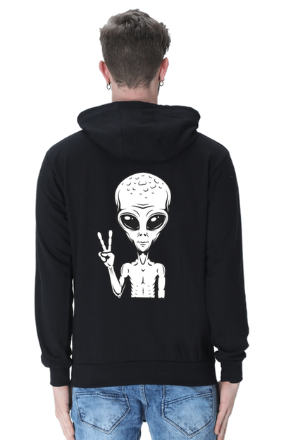 MEN || HOODIE SWEATSHIRT || CHARACTER PORTRAIT HOODIE || ALIEN PEACE SIGN