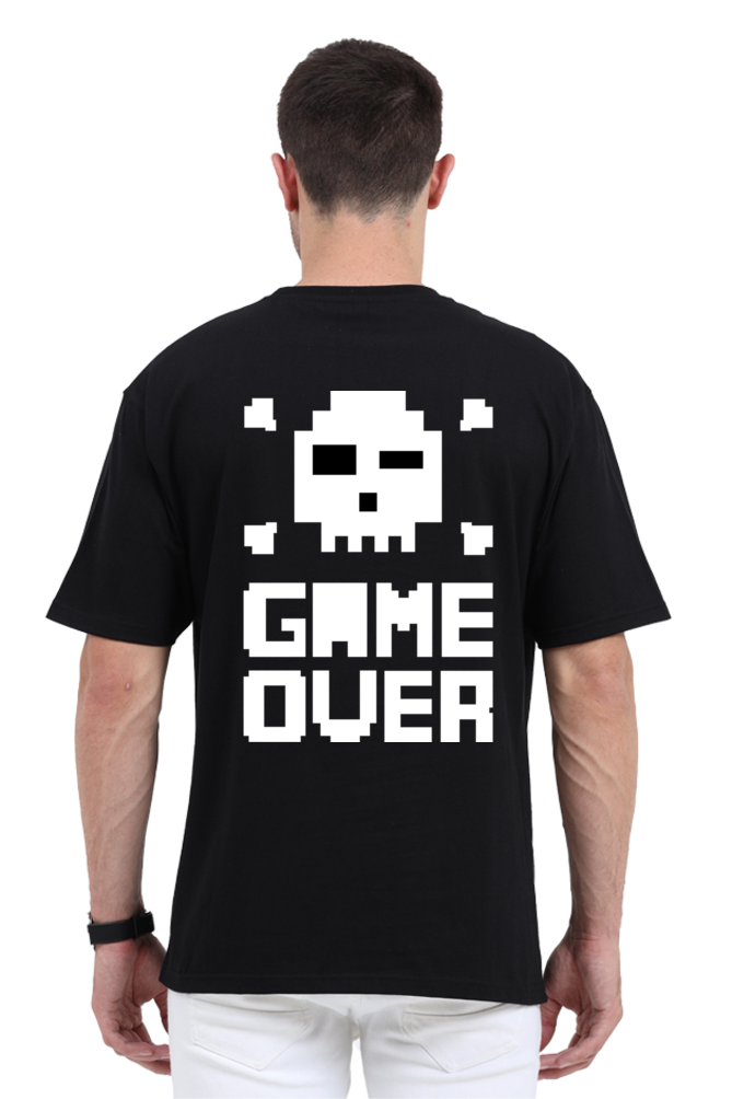 MEN || ROUND NECK OVERSIZED CLASSIC T-SHIRT || GAMING || RETRO || NINTENDO || VIDEO GAME || GAMER STYLE || GAME OVER || BACK DESIGN