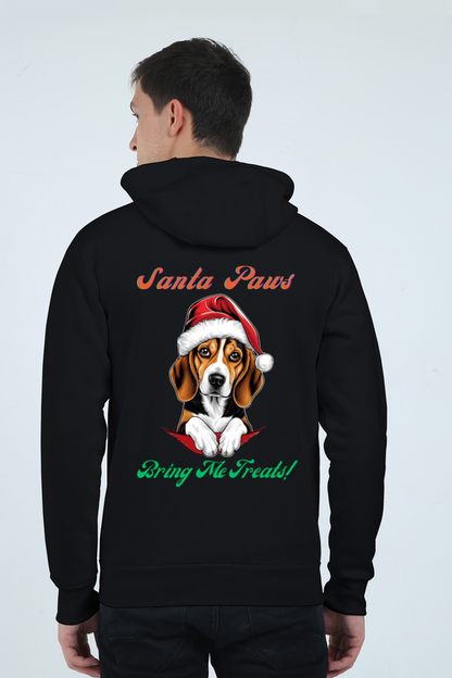 MEN || ZIP HOODIE || MERRY CHRISTMAS || DOG LOVER || CUTE DOG || BEAGLE || SANTA CLAUS || CHRISTMAS GIFT || GIFT IDEAS || WINTER WEAR || BACK DESIGN