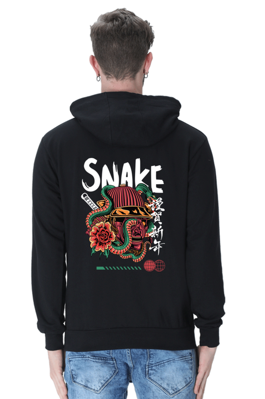 MEN || HOODIE SWEATSHIRT || STREETWEAR || JAPANESE ART || AESTHETIC || SNAKE || SAMURAI || VINTAGE || JAPANESE CULTURE || WINTER WEAR || BACK DESIGN