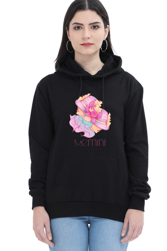 WOMEN || HOODIE SWEATSHIRT || ZODIAC SIGN || ASTROLOGY || GEMINI || FLORAL PRINT || BIRTHDAY || GIFTS FOR HER