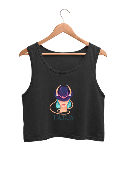 WOMEN || CROP TANK TOP || ZODIAC SIGN || ASTROLOGY || TAURUS || HORNS || BIRTHDAY || GIFTS FOR HER