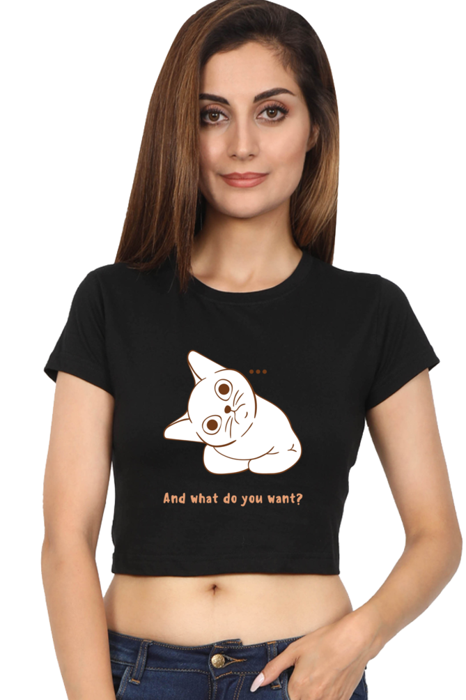 WOMEN || CROP TOP || CAT || ANIME || ANIMAL PRINT || CAT LOVER || CUTE CAT || KITTEN || FUNNY || ANIMAL LOVER || QUIRKY || CAT MEME || GRAPHIC DESIGN || GIFT FOR HER