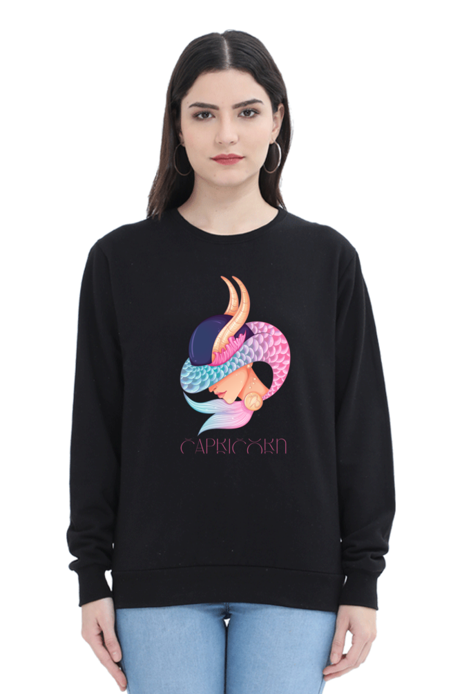 WOMEN || SWEATSHIRT || ZODIAC SIGN || ASTROLOGY || CAPRICORN || EARTH || VECTOR ART || MERMAID || HORNED GOAT || BIRTHDAY || GIFT FOR HER