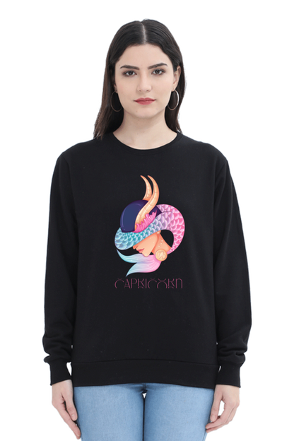 WOMEN || SWEATSHIRT || ZODIAC SIGN || ASTROLOGY || CAPRICORN || EARTH || VECTOR ART || MERMAID || HORNED GOAT || BIRTHDAY || GIFT FOR HER