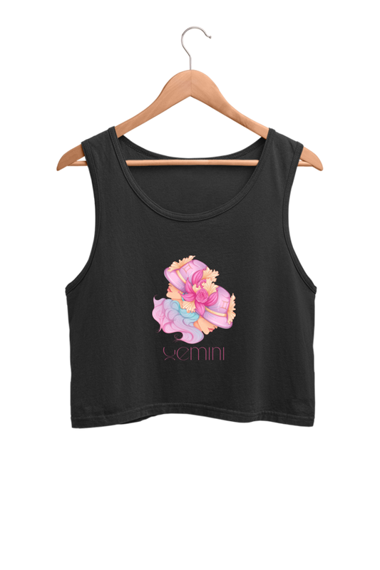 WOMEN || CROP TANK TOP || ZODIAC SIGN || ASTROLOGY || GEMINI || FLORAL PRINT || BIRTHDAY || GIFTS FOR HER