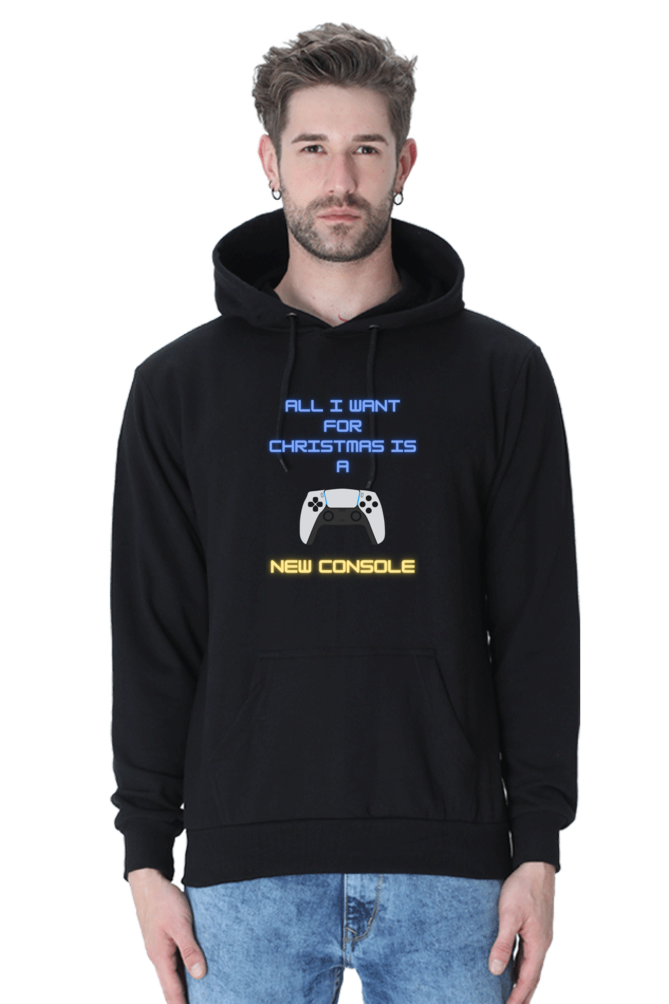 MEN || HOODIE SWEATSHIRT || MERRY CHRISTMAS || STREETWEAR || PLAYSTATION CONSOLE || VECTOR ART || GAMER GIFT || GAMER STYLE || GAMING LOVER || ALL I WANT FOR CHRISTMAS IS A NEW CONSOLE