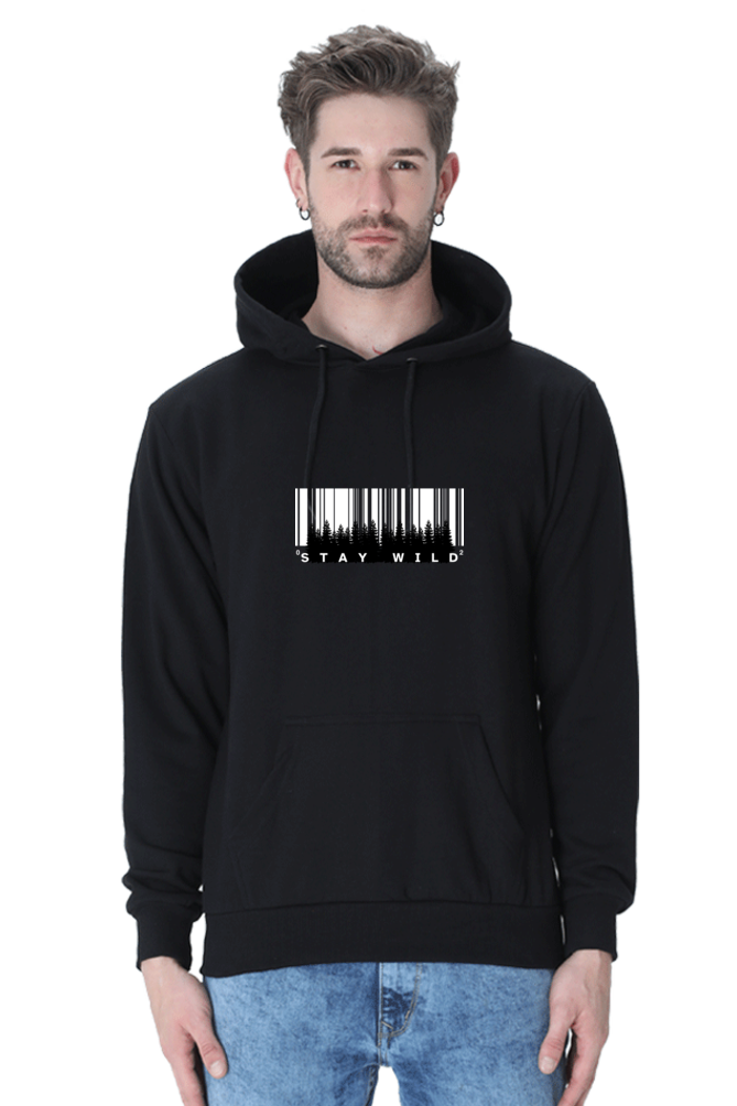 MEN || HOODIE SWEATSHIRT || BARCODE DESIGN || STAY WILD