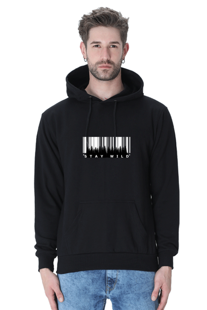 MEN || HOODIE SWEATSHIRT || BARCODE DESIGN || STAY WILD