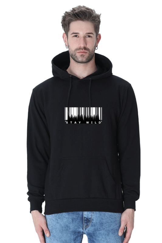 MEN || HOODIE SWEATSHIRT || BARCODE DESIGN || STAY WILD