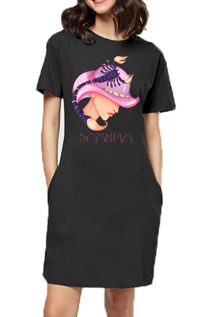 WOMEN || T-SHIRT DRESS || ZODIAC SIGN || ASTROLOGY || SCORPIO || WATER SIGN || LOYALTY || DEVOTIONAL || FANTASY || BIRTHDAY || GIFT FOR HER