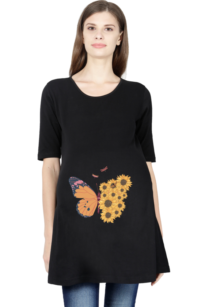 WOMEN || MATERNITY TSHIRT HALF SLEEVE || FLORAL PRINT || NATURE || BOHO || BUTTERFLY || SUNFLOWER || GENERATIVE ART