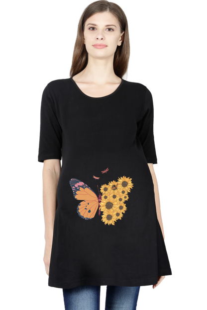 WOMEN || MATERNITY TSHIRT HALF SLEEVE || FLORAL PRINT || NATURE || BOHO || BUTTERFLY || SUNFLOWER || GENERATIVE ART