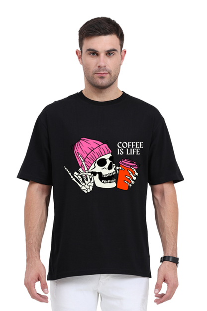 MEN || ROUND NECK OVERSIZED CLASSIC T-SHIRT || STREETWEAR || STREET ART || COFFEE LOVER || COFFEE ADDICT || SKULL || ZOMBIE || FUNNY QUOTES || MINIMALIST