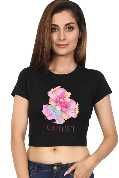 WOMEN || CROP TOP || ZODIAC SIGN || ASTROLOGY || GEMINI || FLORAL PRINT || BIRTHDAY || GIFTS FOR HER